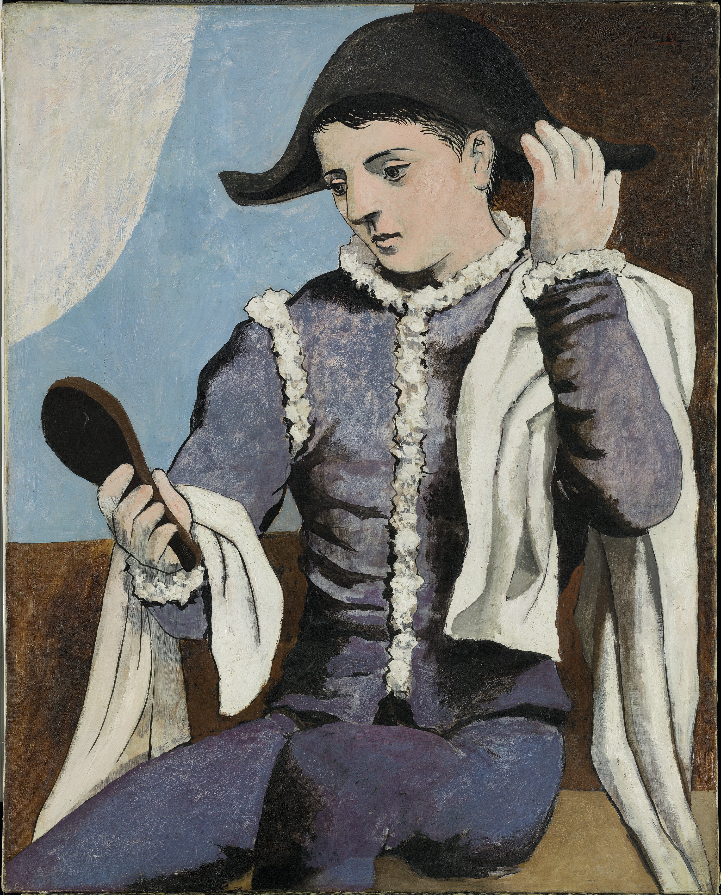 Harlequin with a Mirror - Picasso, Pablo. Museo Nacional Thyssen